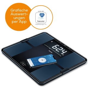 Cantar de diagnostic Beurer BF 915, analiza corporala precisa pentru pana la 8 persoane, masurarea grasimii corporale, cu afisaj XXL iluminat, capacitate de incarcare de pana la 200 kg, inclusiv conexiune la aplicatie - Img 3
