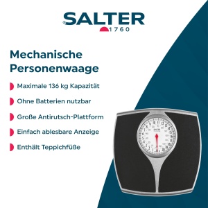 Cantar mecanic Salter 148 BKSVDR, platforma mare, capacitate 136 kg, negru-argintiu - Img 2