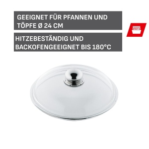 Capac de Oala Silit 24 cm, Sticla cu Maner Metalic, Rezistent la Caldura - Img 2