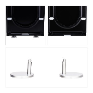 Capac WC Relaxdays D-Form cu Absenkautomatik, 36 x 45 cm, Duroplast, Negru - Img 7