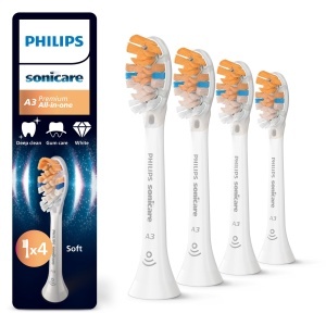 Capete de periuta de dinti Philips Sonicare A3 Premium HX909487, Alb, Pachet 4 bucati
