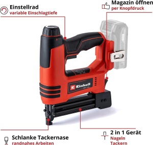 Capsator electric si pistol de cuie Einhell TE-CN 18 Li, 18V, 20 loviturimin, fara acumulator - Img 3