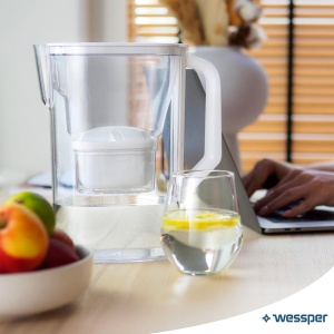 Carafa filtranta Wessper AquaMax 2.7L, compatibila cu filtre Brita, alba - Img 6