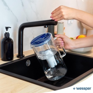 Carafa filtrare apa Wessper D2 BOROSILICATE FutureFlow, 3 L, sticla, albastra - Img 6