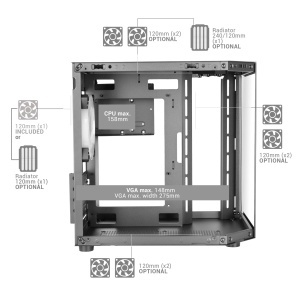 Carcasa Gaming MicroATX Mars Gaming MC-3TLITE, Sticla Temperata, Negru - Img 4