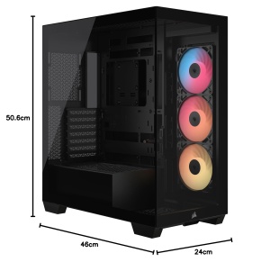 Carcasa PC Corsair 3500X ARGB Mid-Tower, Negru, Panoramic, Cu 3 Ventilatoare - Img 9