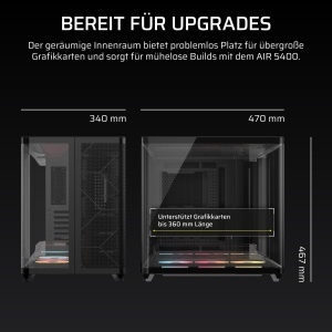 Carcasa PC Corsair AIR 5400 LX-R RGB, Mid-Tower, Negru, Design Inovator - Img 11