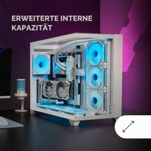Carcasa PC Mid-Tower Mars Gaming MC-3C, 3D Panoramica, Alb - Img 4