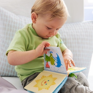Carte din material textil HABA Zauberfrosch cu efecte tactile si oglinda, pentru bebelusi - Img 3
