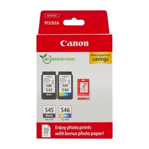 Cartuse de cerneala Canon PG-545 CL-546, 1 x Negru, 1 x Colorat, 50 foi fotopaper - Img 1