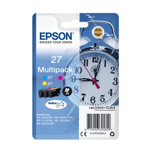 Cartuse de cerneala Epson Original 27, Multipack 3 culori, pentru WF-3620DWF, WF-3640DTWF, WF-7110DTW