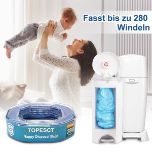 Cartuse pentru cos de gunoi TopEsct, 3 buc, capacitate 280 pampers, rezistente la mirosuri - Img 2
