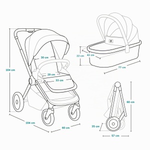 Carucior 2in1 LIONELO Mika, usoara, cu suport pentru bebelusi, accesorii incluse - Img 9