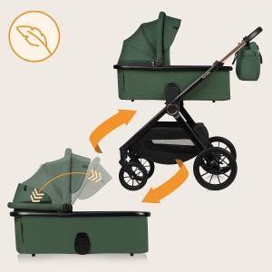 Carucior 3 in 1 Lionelo Layla cu scaun auto i-Size, 0-22 Kg, roti PU - Img 2