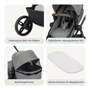 Carucior 3 in 1 Maxi-Cosi Zelia Select, 0-22 kg, Compact, Culoare Gri - Img 6