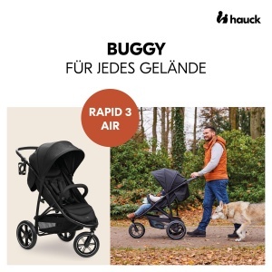 Carucior 3 roti Hauck Rapid 3 Air - pana la 25 kg, cu roti pneumatice, negru - Img 2