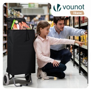 Carucior de cumparaturi VOUNOT 59L, pliabil, negru, 2-in-1 - Img 2