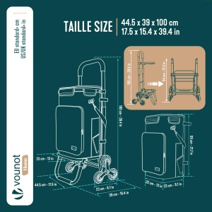 Carucior de cumparaturi VOUNOT cu 6 roti, capacitate 40 kg, impermeabil, negru - Img 3
