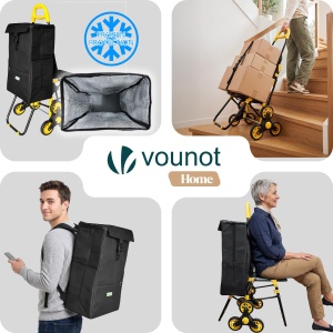 Carucior de cumparaturi VOUNOT cu sistem 6 roti, 40L, negru - Img 2
