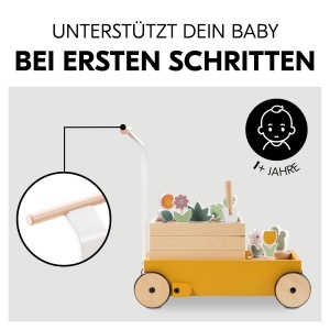 Carucior de invatare Hauck Learn to Walk Plants din lemn, cu accesorii de gradinarit - Img 2