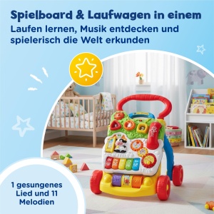 Carucior de joaca VTech 80-077066, interactiv, roz, cu jocuri si muzica - Img 2