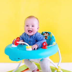 Carucior de mers Bright Starts Giggling Safari, verdealbastru, 3 inaltimi, cu spatar inalt - Img 4
