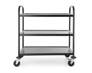 Carucior de Servire HENDI cu 3 Rafturi, Max. 50kgRaft, Inox Mat, 4 Roate