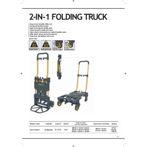 Carucior de transport Stanley SXWTD-FT585, 2-in-1, capacitate 70kg137kg, pliabil - Img 6