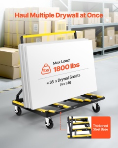 Carucior de transport VEVOR ST01, capacitate 816 kg, cu roti pivotante si maner reglabil - Img 2