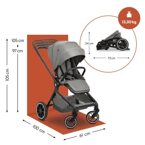 Carucior Hauck Move N Care Dark Grey Pliabil Roti All-Terrain UPF 50 - Img 3