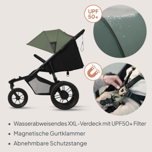 Carucior Jogging Lionelo Azura cu Roti de Aer, Capacitate 22 kg, Ajustabil - Img 7
