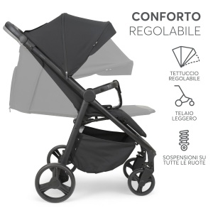 Carucior KikkaBoo Urban Pliabil Maner Reglabil Roti EVA Negru - Img 4