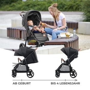 Carucior Kinderkraft GRANDE PLUS, pentru copii de la nastere pana la 22 kg, negru - Img 3