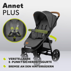 Carucior Lionelo Annet Plus pentru copii, pana la 22 kg, cu suport pentru picioare - Img 4