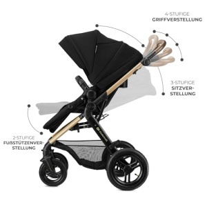 Carucior multifunctional Kinderkraft MOOV 2 XL AIR, 3 in 1, negru, capacitate 27 kg - Img 12