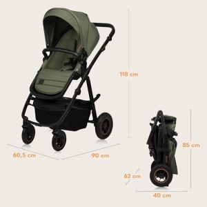 Carucior multifunctional Lionelo Amber Plus 2-in-1 pentru copii 0-4 ani roti 360deg spatar reglabil accesorii incluse - Img 13