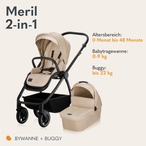 Carucior multifunctional Lionelo Meril 2-in-1 22 kg roti 360deg protectie UPF 50 - Img 2