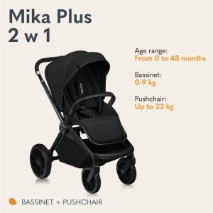 Carucior multifunctional Lionelo Mika Plus 2-in-1 0-48 luni roti PU 360deg XXL-verdea UPF 50 - Img 2