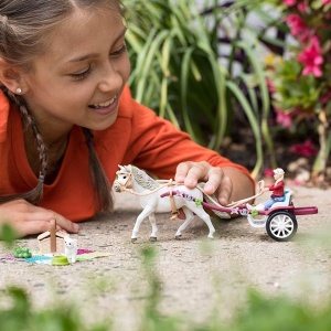 Carucior pentru cai Schleich Horse Club 42467, 38 piese, cu accesorii - Img 5