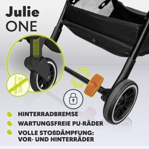 Carucior pentru copii Lionelo Julie One pana la 22 kg spatar si suport picioare reglabile pliere compacta accesorii incluse - Img 6
