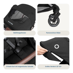 Carucior pentru copii Maxi-Cosi Eva3, 0-4 ani, 0-22 kg, usor si compact, negru - Img 8