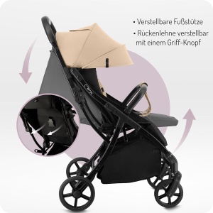 Carucior pentru copii MoMi PAOLA, 22 kg, sistem de pliere automata, 5 puncte de siguranta - Img 6