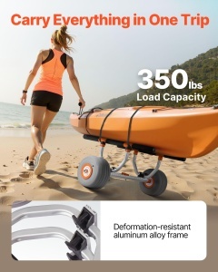 Carucior pentru kayak VEVOR 158 kg, cu roti PU de 30,5 cm si curele de fixare - Img 2