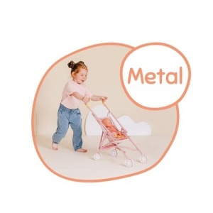Carucior pentru papusi Smoby Baby Nurse, pliabil, cadru metalic, husa detasabila, pentru copii 2 ani - Img 3