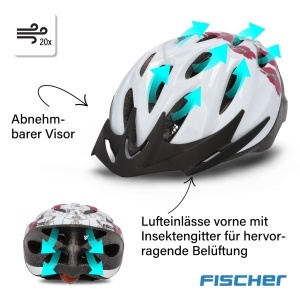 Casca de bicicleta Fischer Hawaii, SM, 54-59 cm, alba cu roz - Img 6