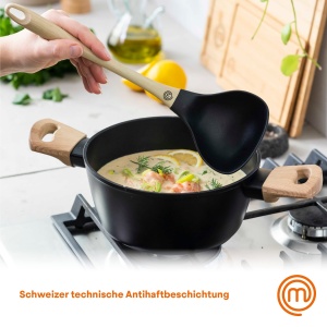 Caserola cu capac MasterChef, 20cm, antiaderenta, aluminiu, pentru toate plitele - Img 3
