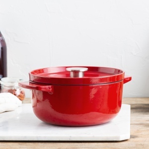 Caserola din fonta KitchenAid 22cm, 3.3L, rosu empire, rezistenta la temperaturi de pana la 260C - Img 2