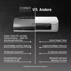 Caso VC 10 Plus Edition - include set mare de accesorii, cordon de sudura de 30 cm, rezistenta variabila la vid, pompa de vid 9 L/min, gri, argintiu, 1 pachet - Img 9