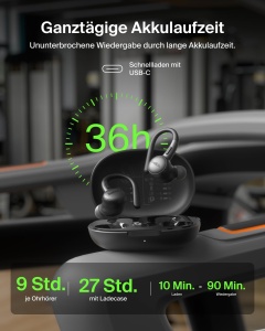 Casti audio Belkin SoundForm ActiveFit, Bluetooth, 36 ore autonomie, waterproof, negru - Img 2