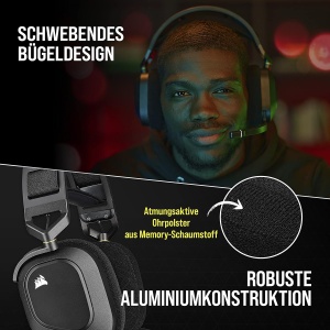 Casti audio Corsair HS80 RGB Wireless, Dolby Atmos, Negru - Img 5